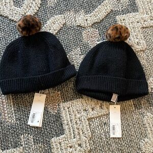 Black leopard pin beanies. New with tags Janie and Jack 4-5t